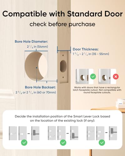 eufy Smart Lock C33, Keypad Door Lock with Handle, Fingerprint Door Knob, Keyless Entry Door Lock for Front Door and Bedrooms, Electronic Deadbolt, Wi-Fi, Remote App Control, IP53 Waterproof, Nickel image 6