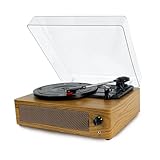 Bluetooth Vinyl Record Player,3-Speed Turntable with Stereo Built-in 2 Speaker,Vintage Phonograph Record Player, Turntables for Vinyl Records with RCA Line Out AUX in Headphone Jack (Brown)
