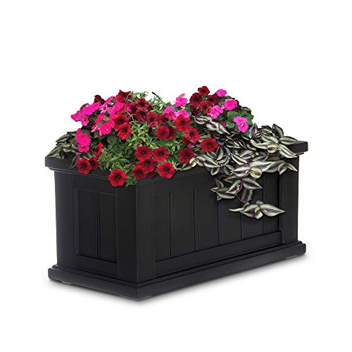 Mayne Cape Cod Rectangle Planter - Black - 24In L X 11In W X 11In D - Polyethylene - Built-In Water Reservoir (4839-B) #TOP28