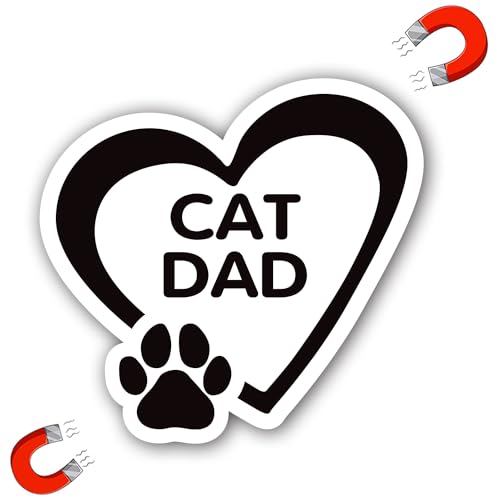 Image of Cat Dad Black Pawprint Magnet Decals - 5x5 Inch - Heavy-Duty Automotive Magnet Stickers for Car, Truck, SUV - Celebrate Feline Kitten Love - Perfect for Any Magnetic Surface (CAT DAD)