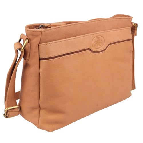 Sac à bandoulière zippé en cuir Rowallan | Sacoche fourre-tout marron clair pour femme