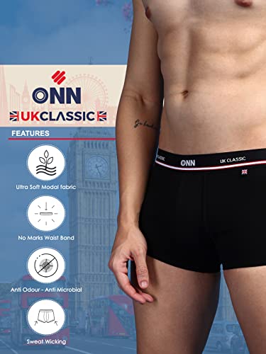 Image of ONN UK Classic Men's Combed Cotton Mini Trunk with Feather Touch Ultra Soft Waistband (Pack of 2)