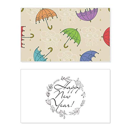 Tarjeta conmemorativa de año nuevo Umbrella Cloud con felicitación en inglés