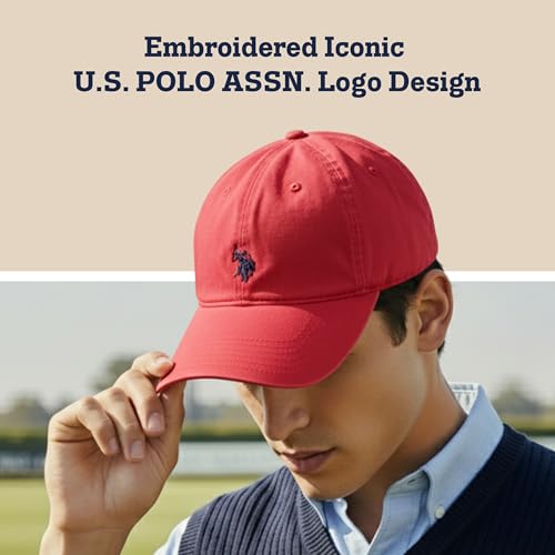 Image of U.S. Polo Assn. Baseball Cap, 100% Cotton Adjustable Dad Hat with Small Pony Logo
