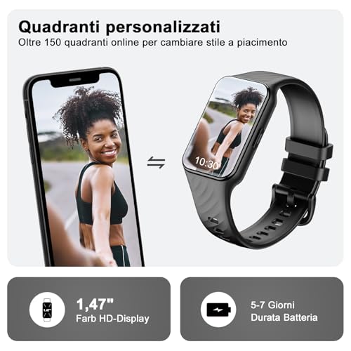 Blackview Smartwatch Uomo Donna,Orologio Fitness Cardiofrequenzimetro 110+ Sportive/SpO2/Sonno/Contapassi, Notifiche Smart Watch Activity Tracker per iOS Android - Immagine 3