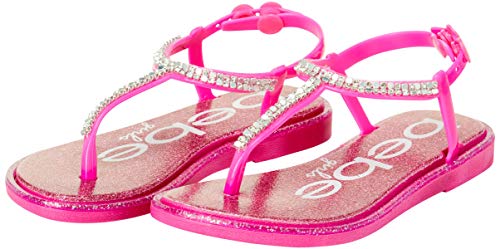bebe Girls  Sandals - Rhinestone Studded Leatherette Sandals with Buckle Straps (Toddler Little Kid), Size 11 12 Little Kid, Light Pink