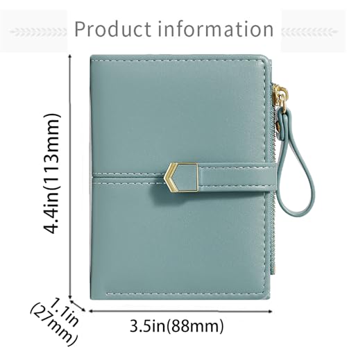 Cute Blue Small Wallet for Women and Girls Minimalist Leather Coin Purse with Simple Buckle Kawaii Travel Wallet with ID Window Compact Cash Wallet for Ladies and Teens3