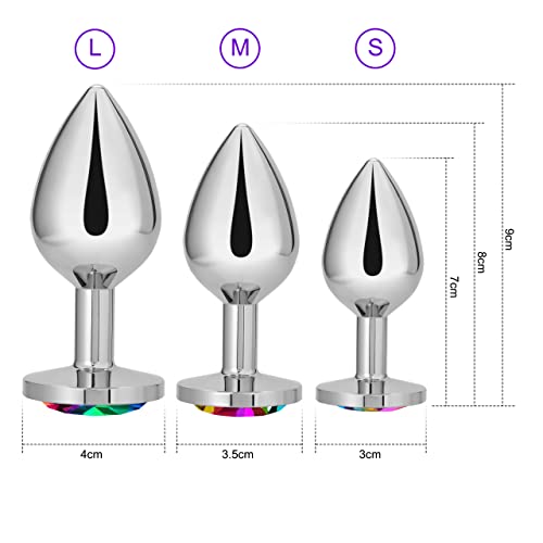 Miniatura 3 de Belmalia 3x Plug Anal Metálico Butt Plug Cristal Rainbow Pura Placer En 3 Tamaños Para Mujeres, Parejas, Hombres Juego Plugs Anales Vistoso