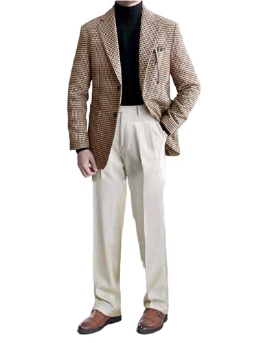 Veste pied-de-poule ivoire homme pour dîner décontracté et sorties