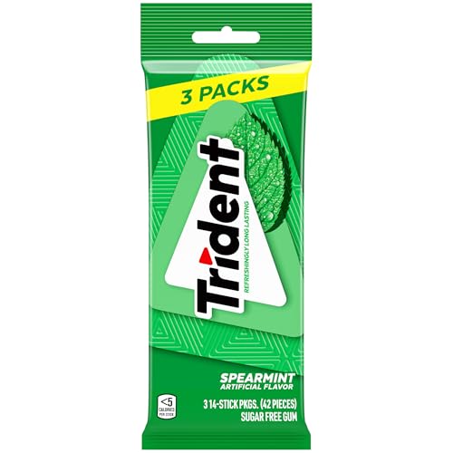 Image of Trident Spearmint Sugar Free Gum, 3 Packs of 14 Pieces (42 Total Pieces)
