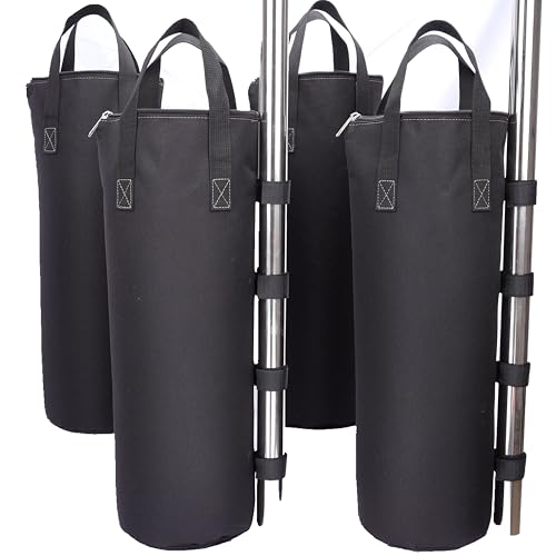Zipper Top Sand Bags for Canopy Legs (120LBS Load Capacity, Without Sand) Sand Bags for Weight – Sandbags for Gazebo Legs, Pop Up Canopy Tent Weights – Canopy Weight Bags, Set of 4