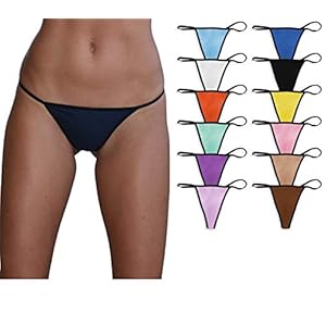 Sexy Basics Women’s 12 Pack Ultra-Soft Cotton Stretch G String Bikini T-Back Thong Underwear/No Show Panties