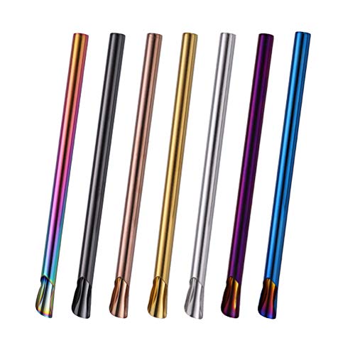 Luxshiny 7pcs Stainless Steel Straws Reusable Drinking Straw Creative Stirrer for Milk Tea Smoothie (Mixed Color) - Image 4