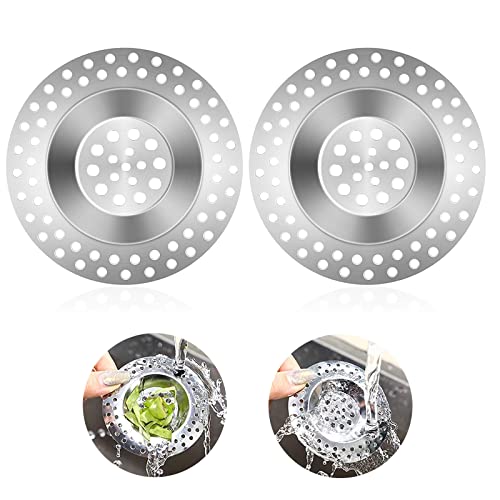2 pièces Bouchon de crépine d'évier de Cuisine, Protecteur de Drain de crépine, Attrape-Cheveux d'évier en Acier Inoxydable Bouchon d'évier Attrape-Cheveux Cover