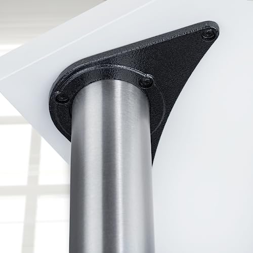 Gedotec Möbelfüße 4X Edelstahl Optik | Ø 60 mm | Tischfüße Höhenverstellbar Höhe 710 mm + 30 mm inkl. Befestigungsmaterial | Tischbeine Metall | Sockelfüße Bodenschoner aus Kunststoff | für Möbel