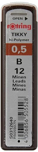 rOtring Tikky Mechanical Pencil Lead 0.5mm B, Pack of 12 (R505 507 B)