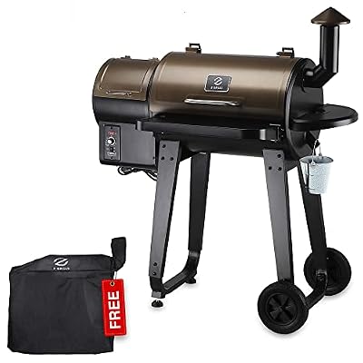 Z GRILLS ZPG-450A 2023 Upgrade Wood Pellet Grill & Smoker 6 in 1 BBQ Grill Auto Temperature Control, 450 Sq in Bronze