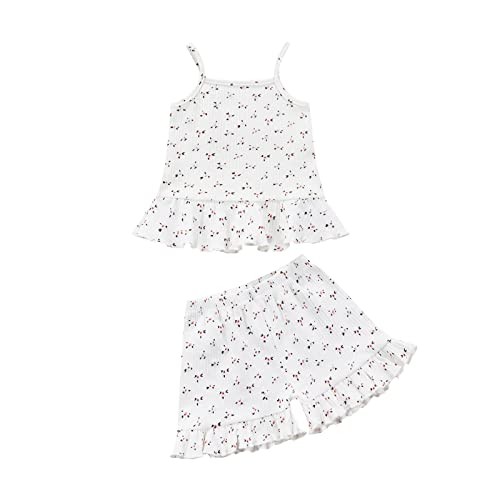 WASAIGOOD Toddler Girl Flared Pants Set for Girls 2Pcs Crop Tops Short T-shirt Bell Bottoms Summer Clothes Outfits (shorts white, 2-3 years)
