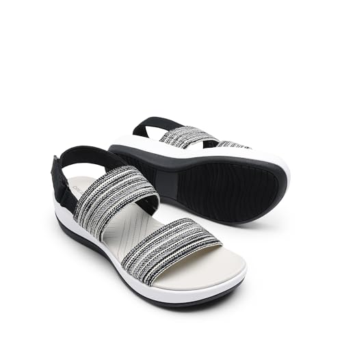 DREAM PAIRS DREAM PAIRS Women's Walking Sandals Lightweight Soft Footbed Low Wedge Comfort Indoor Outdoor Flat Sandals,Size 8.5,Black,DWUMFS2522