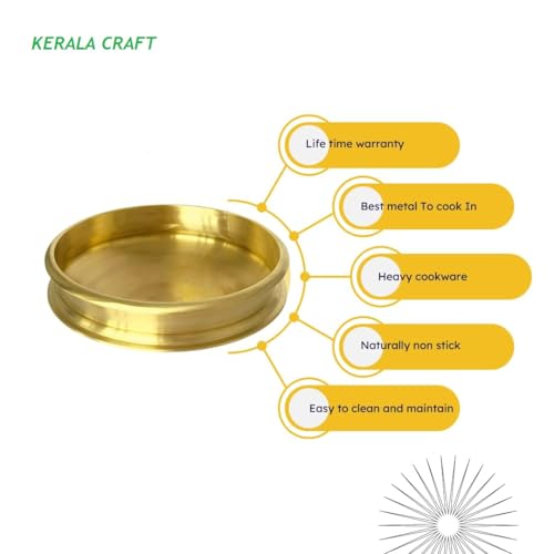 Image of Kerala Crafts Authentic 14 CM Pure Brass Metal Cooking Urli kadai Bowl | Traditional South India Home Temple Uruli Holy Water Sacred Hindu Festival Decor (6.Diameter = 5.5 inch / 14 CM)