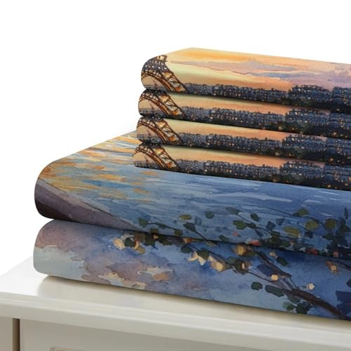 Housse de couette 3D Tour Eiffel anti-plis en microfibre douce avec zip - 6
