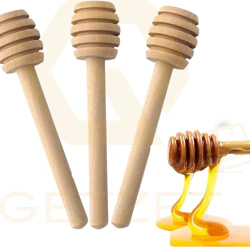 Image of Honey Dipper Stick, 6 pcs Wooden Perfect for Honey Spoon, Mini 3 Inch Wooden Wands Dispense Drizzle and Wedding Party. (Wooden Color)