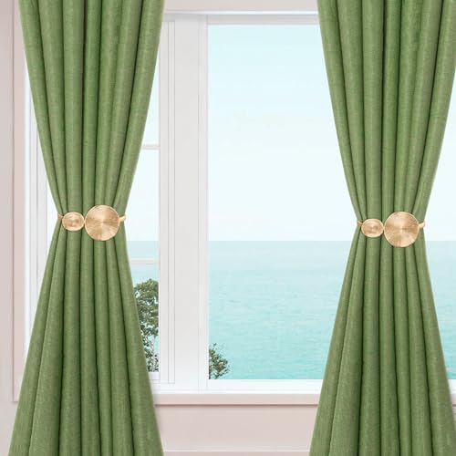 Minicoco Curtain Tie Backs 2 Pack Gold Curtain Tie Backs for Home Office Room Decor Minimalist Style Metal Springs Curtain Holdbacks(Golden Disk) - Image 4