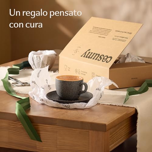 Miniatura 6 de Cosumy Set De 4 Tazas De Capuchino - 200ml En Cerámica Con Platillos Juego De Café Moderno - Gres Grueso Con Esmalte Reactivo Hecho A Mano - Mantiene El Calor Por Más Tiempo De Color
