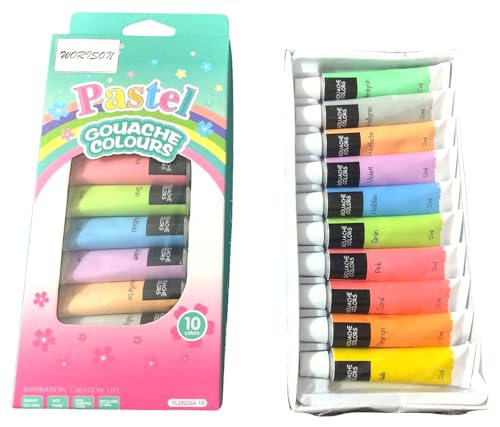 Image of worison Pastel Gouache Colour Set of 10 Colours X 12ML Tubes Multicolor