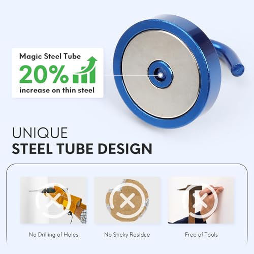 Image of Neosmuk Magnetic Hooks Steel Tube Design for Cruise,130lb+ Navyblue,10 Pack