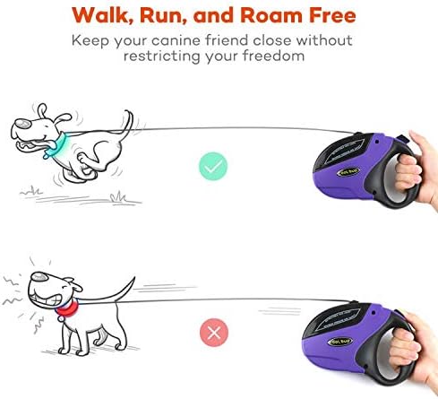 smartelf Retractable Dog Leash Heavy Duty Walking Lead for Small Medium Large Dogs Up to 110lbs,Strong Nylon Ribbon Extends 16ft Tangle Free,One Button Break & Lock-purple