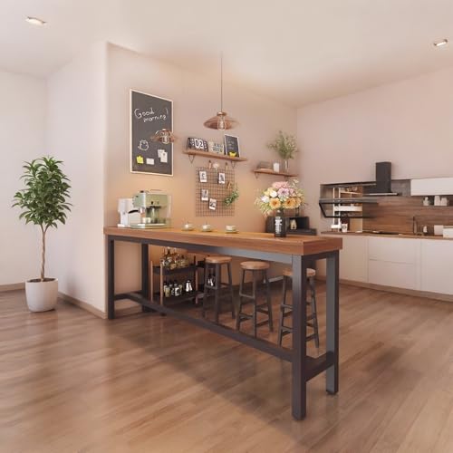 Mesa de bar alta de madera y metal para cocina o espacios pequeños 4