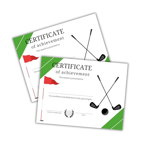 Golf Certificate of Achievement Award 50pk 8.5x11” 1st Place Tournament