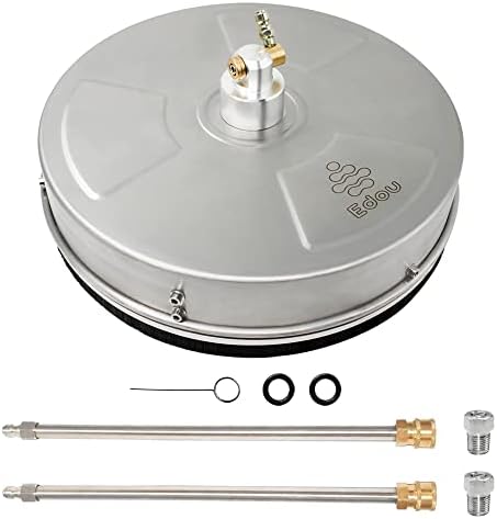 EDOU Direct Pressure Washer Surface Cleaner 15" | Stainless Steel | Heavy Duty | 4,000 PSI Max Working Pressure | Includes: 2 Pressure Washer Extension Wand Attachments