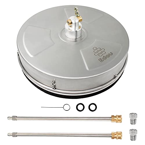 Black Friday - 80% OFF EDOU 15-Inch Pressure Washer Surface Cleaner with Stainless Steel Housing,Including 2 Power Washer Extension Wand Attachment,2 Replacement Nozzles, 4000 PSI