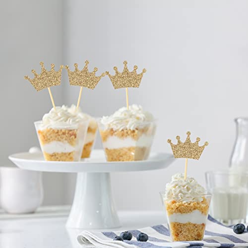 Crown Cupcake Toppers 48 Pcs Light Gold Glittery Princess Cake Picks For Baby Shower Birthday Party Decorations Supplies #TOP3