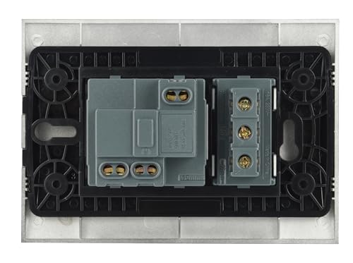 Electraline 22111 Set vormontierte Platte 2 Plätze (1 Universalsteckdose P40 + 1 zweiwertige Steckdose 10/16 A), zwei Montageschrauben, schwarz