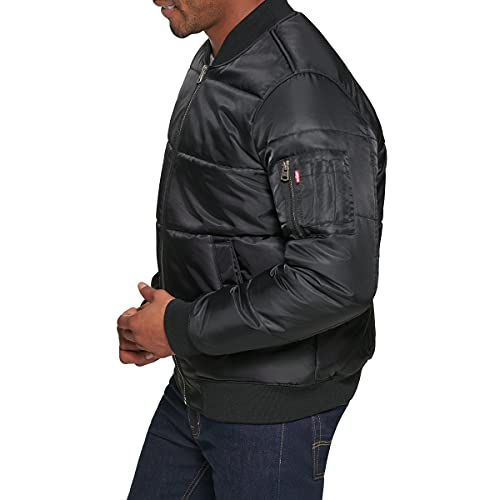 Image of Levi's mens Levi's Men's Quilted Puffer Bomber Jacket COAT, Black, Medium US
