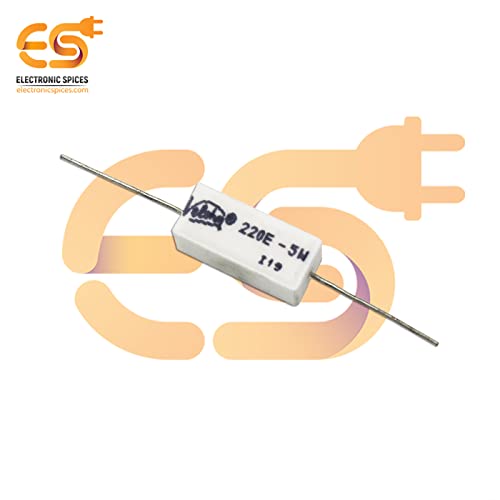 Image of 220 Ohm (Ω) 5 Watt Fusible Ceramic Cement Power Resistor Pack of 5pcs