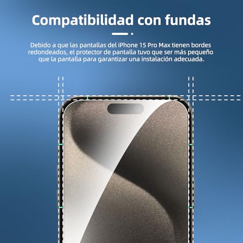 NEW'C 4 Pack, 2 x Protector Pantalla para iPhone 15 Pro Max (6,7 Pulgadas) y 2 x Protector Pantalla Protector de Lente de Cámara - Cristal Templado - Ultra Resistente - Cristal Dureza 9H