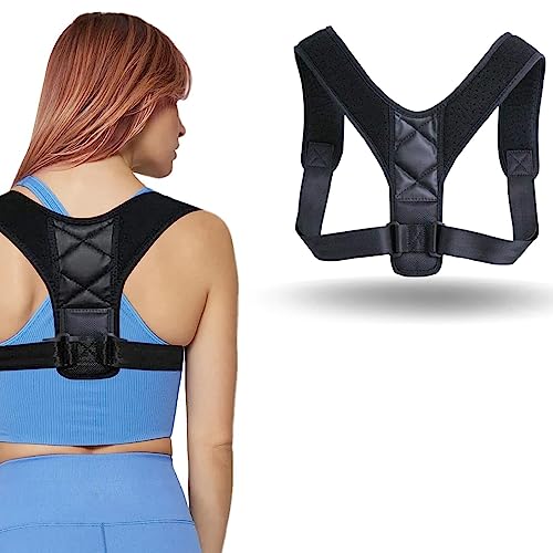 Fascia Posturale Ergonomica Ultra Sottile Per Schiena E Addominali - Discreta Per Uomo E Donna, Per Sport E Ufficio (Nero/Grigio, Regolabile)