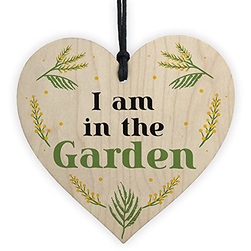 Image of I Am In The Garden Sign Hanging Door Sign Wood Heart Garden Shed Sign Home Decor Gift
