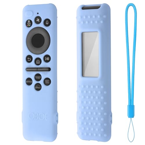 Image of Oboe Silicone Tv Remote Cover Compatible with Samsung Smart Tv Remote 2025 Model TM2360 E Full Wrap Protective Case with Lanyard (J-Glow in Dark Blue) [Remote NOT Included]