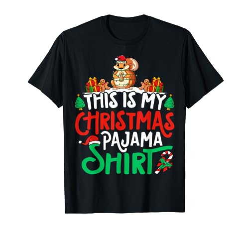 Squirrel Christmas Pajama Shirt - Squirrel Lover Xmas Camiseta