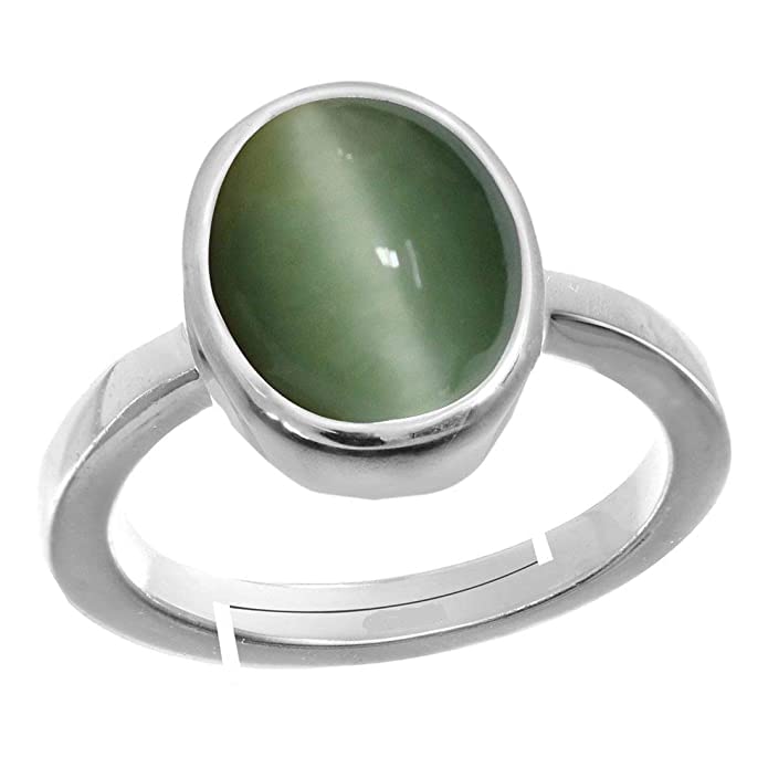 13.25 Ratti 12.00 Carat Cat’s Eye Ring Lehsunia Ketu Stone Cats Eye Original Natural Oval Silver Ring (SKO131)-image-33