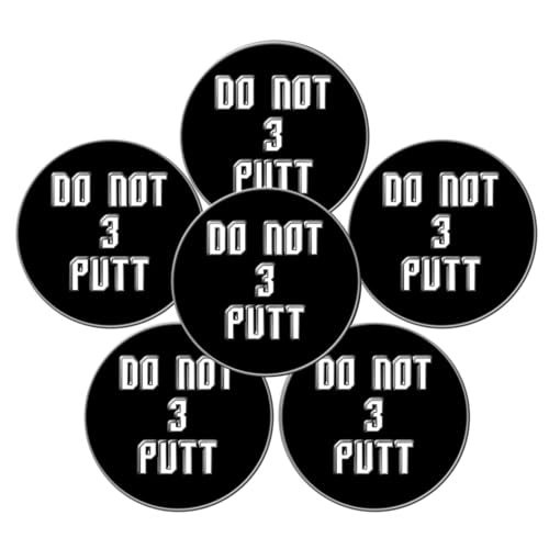 FINGER TEN Golfballmarker für Damen und Herren 6 Stück, Golfzubehör Ballmarker Magnetische Passform Golf-Pitchgabel-Werkzeuge Mütze (3 Putt Schwarz)