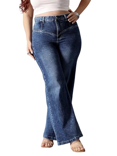 Image of Miss Chase A+ Women's High Rise Regular-Length Stretchable Denim Wide-Leg Shaping Jeans