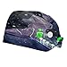 Bonnet de travail avec bouton et bandeau anti-transpiration réglable 2 pièces,Vaisseau spatial de maison extraterrestre,Chapeau à dos élastique imprimé