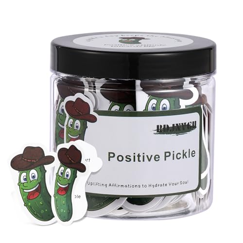 60 Positive Pickle Cards Jar, Fathers Day Gift for Dad Husband, Non-repetitive Emotional Support Pickle, Dad Gifts, Positive Affirmation Cards for Women, Birthday Gifts for Women Mom Dad Men Teens