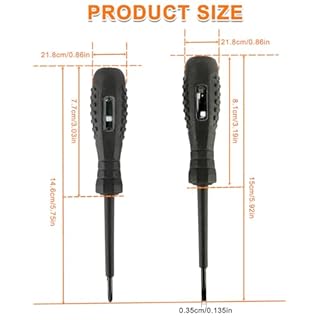 HUAREW 2 en 1 Détecteur d electricité De Tournevis magnétique, Fort Couple elevé détecteur d'électricité, Stylo De Testeur De Tension Pour électriciens(2 têtes plates +2 croix)